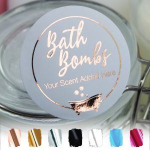 Bath Bomber Sticker white and Rose Gold Personalised rose