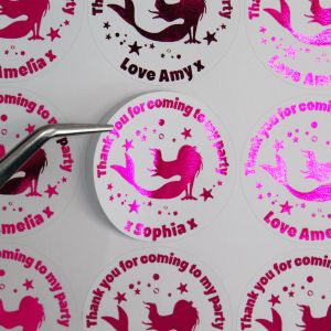 Mermaid Thank You For Coming to My Party Personalised Stickers