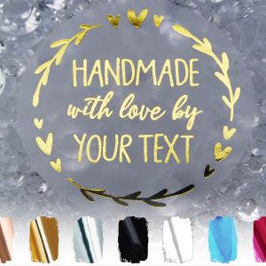 Handmade With Love By - Hearts & Leaves - Custom Round Labels