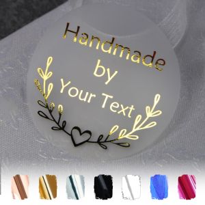 Handmade By - Hearts Wreath - Custom Round Labels