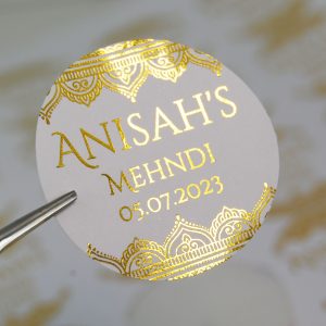 Personalised Wedding Mehndi Dholki Floral Banner Stickers