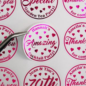 Thank You For Coming Personalised Heart Stickers