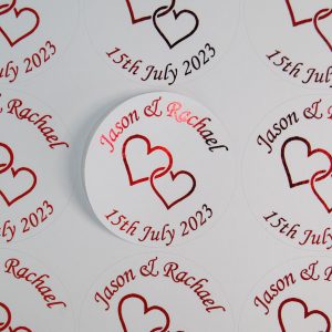 Two Hearts Personalised Wedding Stickers